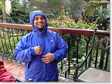 Bharath looking great in his rain gear!
