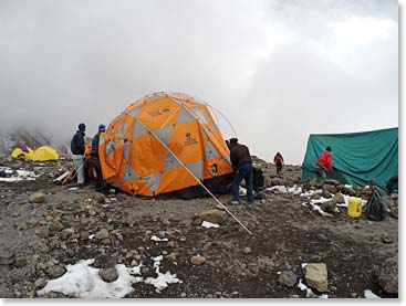 BAI staff setting up camp