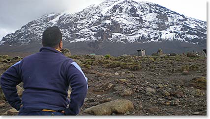 Bharath – looking up at his ultimate goal – the top of Kilimanjaro