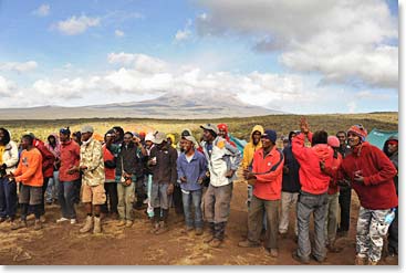 We were welcomed at Shira Camp with more song and dance from our amazing porters and staff!