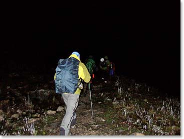 An alpine start on summit day