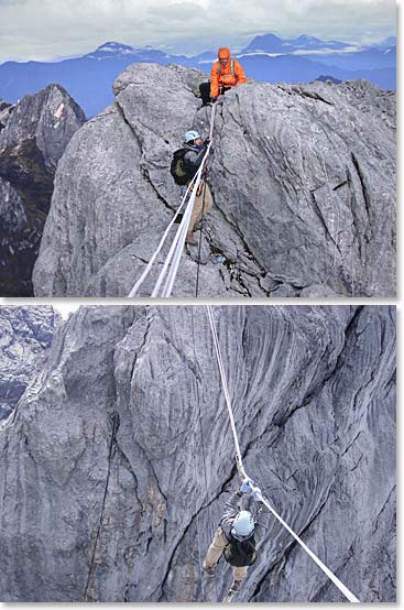The 45-50 foot Tyrolean traverse makes for a thrilling climb!