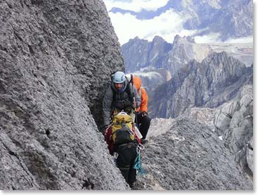 Negotiating around the top of Carstensz Pyramid