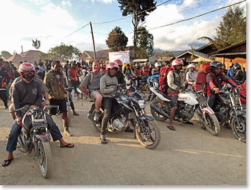 The trek started with motorcycle rides to our starting point!