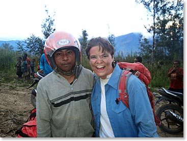 Jen arrived a bit muddy from the ride but smiling!