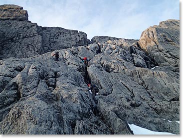 Climbing the limestone to reach the summit – what an incredible challenge!