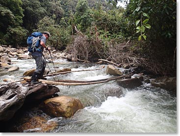 We had to cross many rivers on small bridges.