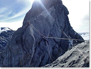 A thrilling Tyrolean traverse