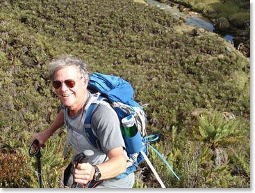 Don climbing out from Base Camp