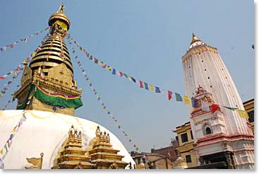 The team began their day with a visit to Swayambhu temple in Kathmandu.