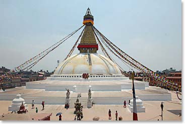 Boudhanath is the largest Buddhist temple in Kathmandu.