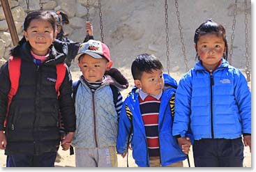 Some of Paljor’s friend and cousins with him at school today 