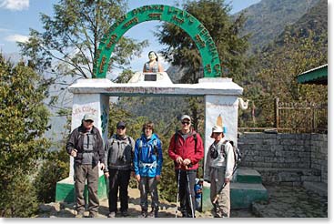 The team excited to begin the trek to Phakding