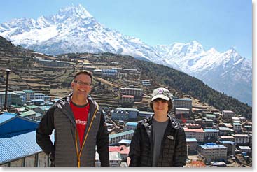 Jim and Jackson on a beautiful day in Namche
