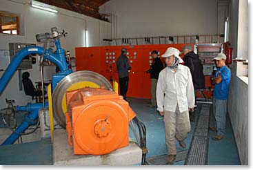 Dave checks out the small but impressive hydro plant that serves the Sherpa of the valley.