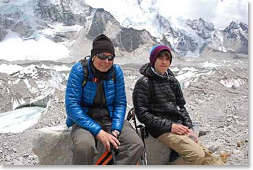 Jim Brown and Jackson take a rest up on the glacial moraine.