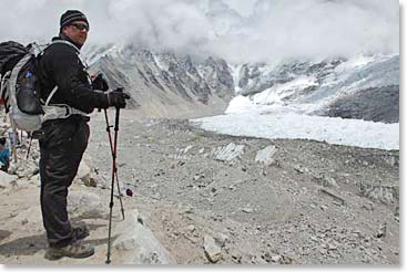Ryan looks out onto the Khumbu glacier.