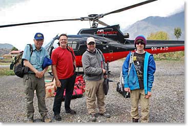 What an exciting morning! A helicopter ride out of the mountains to end our journey