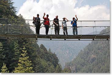 Waiving from one of the many bridges we crossed