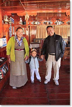 As we were hiking to the Panorama lodge in Namche, young Paljor, seen here with his grandfather and grandmother, had his first day of school at the Himalayan Primary School right next to his home at the lodge