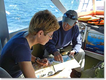 Chris looking at a map of the area