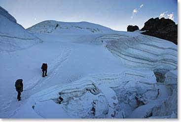 Climbing in the early morning light