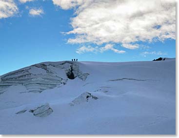 Crossing a ridge toward to summit