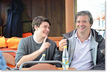 Tom and Dan share a laugh on our boat tour on Neva River.