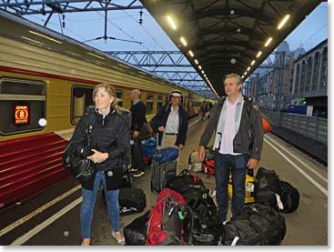 Getting ready to board the train