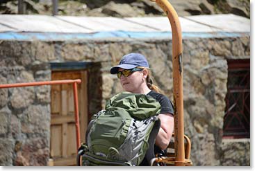 Micheline on the chairlift