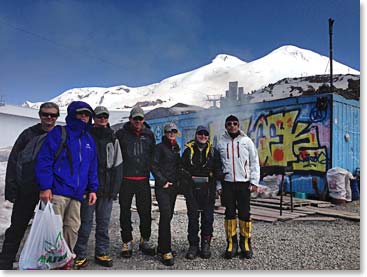Team with Elbrus Behind