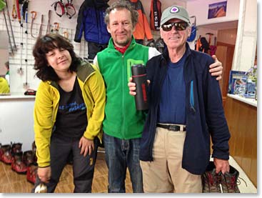 Leslie at the mountaineering shop with his new gear