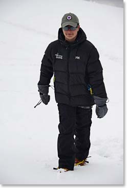 Tom checking out his crampons