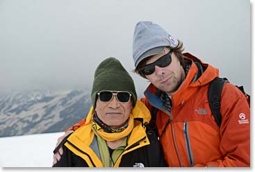 Vladimir K. with a very special client and climbing companion