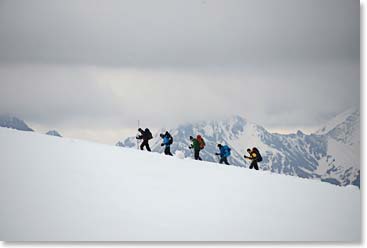 We watched another team climbing up as we adjusted our equipment for tomorrow.