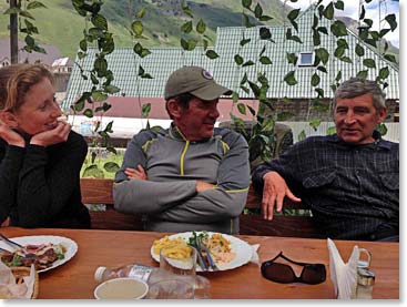 Johanna, Don and Vladimir B. relax sharing stories after lunch