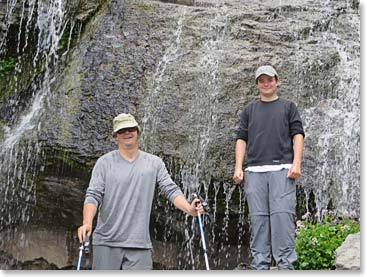 One of our acclimatization hikes took us to a waterfall, where we stopped for lunch.