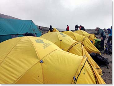 Our cozy tents are set up and ready with all our gear when we arrive.