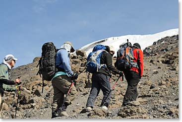 Climbing on summit day