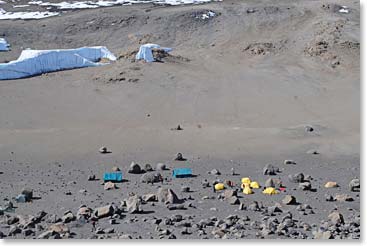 Our home at 18,700 feet, crater camp