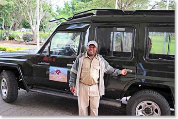 Amos with the BAI safari vehicle