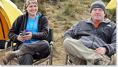 Amanda and Rick relaxing at Shira Camp