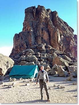 Hugo at the beautiful Lava Tower Camp