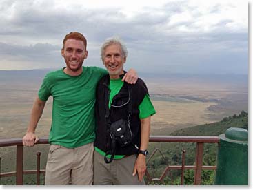 Jon and Jordan finished their climb with a three day safari. Here they are at Ngorongoro lookout.