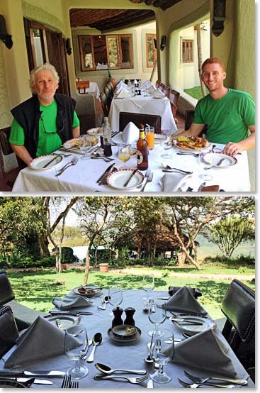 Enjoying a peaceful breakfast at our Safari lodge