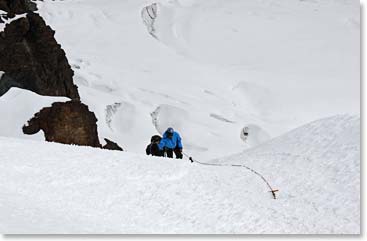 Crossing fixed lines on our way to the summit