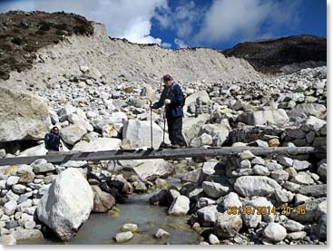 On the bridge from Pheriche to Lobuche