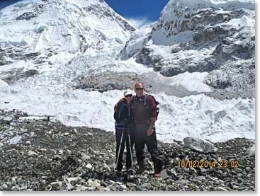Father and daughter at base camp