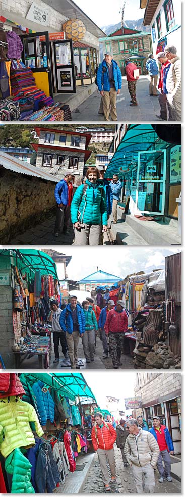 Team walking around downtown Namche