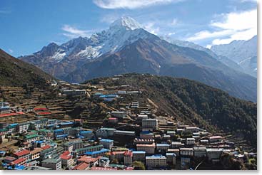 Our view back to Namche as we said goodbye